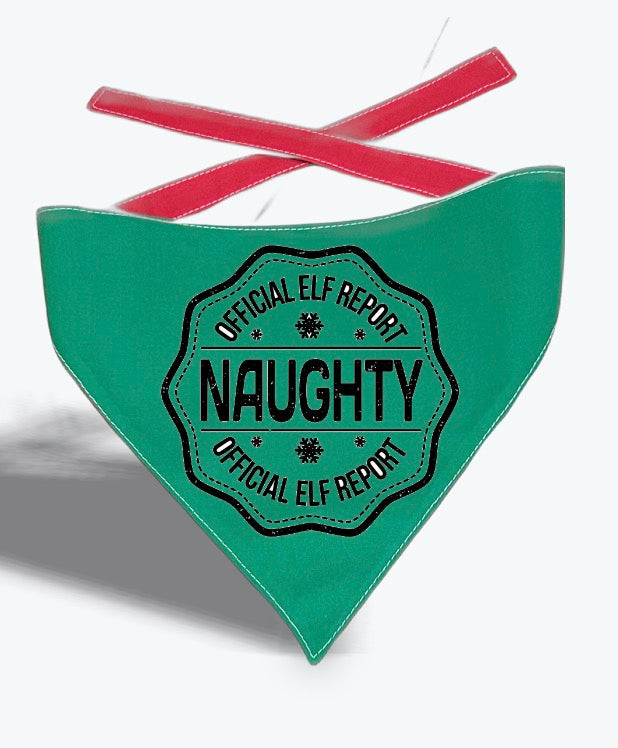 Handmade Pet Bandanna Reversible Naughty Nice